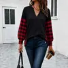 Otoño 2026 Nueva Moda Femenina Europea y Americana Marca Independiente Bestseller de Amazon Clásico Casual Patchwork Cuadros Top de Manga Larga