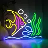 Las luces LED de neón de vida marina son regulables y adecuadas para bares de pesca del mundo marino, tabernas y cuevas de hombres.