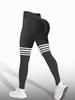 Calça Legging de Cintura Alta e Perna Justa Estilo Europeu e Americano Calça de Yoga Sem Costura Listrada Pêssego Calça de Yoga Levanta Bumbum Roupa de Yoga Levanta Bumbum Sem Costura