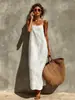 2026 Nuevo Moda Europea y Americana Transfronteriza Estilo Elegante Verano Vestido de Tirantes Cuadrado Vestido Recto para Mujer