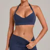 Sujetador de yoga transfronterizo con escote en V pronunciado, cuello halter y hermoso diseño en la espalda, ropa interior deportiva transfronteriza para correr y fitness para mujer 7229
