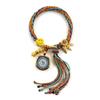 Cuerda de Mano Tibetana Thangka Cuerda de Algodón Enrollada a Mano Pulsera Trenzada Ojo del Dios de la Riqueza de Cinco Vías Zakiram Tara Verde Perla Thangka
