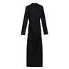 Vestido de otoño e invierno 2023 con cuello alto pequeño, plisado, con abertura en la espalda, con cremallera, elástico y ajustado, para mujer
