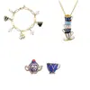 Conjunto de Bule, Xícara de Chá, Pulseira, Colar, Brincos Esmaltados com Pedras de Diamante, Venda Quente Transfronteiriça, Joias Criativas Personalizadas no Atacado