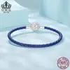 Pulsera Aiful Classic con Hebilla de Bolas de Plata de Ley S925 Patrón Rizado Retro Cuerda de Cuero Pulsera Básica Joyería al por Mayor para Mujeres