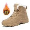Botas de Inverno Masculinas com Lã Adicionada para Aquecimento, Sapatos de Algodão de Cano Alto, Botas Táticas de Tamanho Grande para Homens, Botas de Caminhada ao Ar Livre para Homens