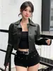 Jaqueta feminina slim fit, estilosa e sofisticada para primavera e outono, adequada para o trabalho, moderna, retrô, curta, para mulheres petite