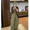 Calça larga estilo retrô americano com três listras para mulheres 2026, calça de trabalho de outono, design solto e simples, calça casual