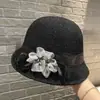 Chapéu floral moderno estilo britânico para mulheres, chapéu de sol de verão, chapéu de sol de aba enrolada estilo francês, chapéu bucket de rede para atividades ao ar livre