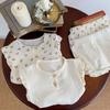 Roupas Infantis Coreanas Ins 2026 Primavera e Outono Conjunto de Algodão Cereja para Bebê Top Camisa de Bebê + Calça Pão Conjunto de Duas Peças