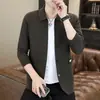 Nuevo Suéter Cárdigan de Punto con Cuello de Solapa para Hombre de Primavera y Otoño para Comercio Transfronterizo, Sencillo, Moderno, Casual, Color Sólido Ropa para Hombre