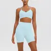 Ropa Nueva de Yoga Sexy Amigable con la Piel Espalda Descubierta Espalda Hermosa Sujetador Deportivo para Correr Shorts de Yoga de Cintura Alta Conjunto de Fitness para Mujer