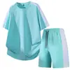 2026 Novo Conjunto Esportivo Masculino de Secagem Rápida Verão Seda de Gelo Camiseta de Manga Curta e Shorts Conjunto de Duas Peças Corrida Roupa Casual