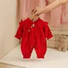 Macacão Cheongsam de Viscose Dupla Camada para Bebê Estilo Novo para Recém-Nascido Roupa de Outono Estilo Chinês Roupa para Criança Pequena Macacão para Sair Celebração do Mês Cheio
