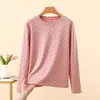 Nuevo Top Básico de Manga Larga con Cuello Redondo Espesado de Nanolon Otoño/Invierno para Mujer, Capa Interior Corta Estampada, Top de Manga Larga para Cubrir la Cabeza