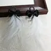 Pendientes de Hilo con Borla de Perlas, Lazo con Incrustaciones de Diamantes y Plumas Estilo Hada, Super Hada Dulce Femeninos Elegantes para Mujer