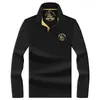 Camisa Polo Masculina de Algodão Mercerizado 100% Qualidade Premium com Logo de Cavalo Bordado Camiseta de Manga Longa Top Tendência Masculino