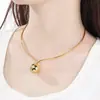 Collar Gargantilla de Bola Hueca de Acero Inoxidable Transfronterizo Europeo y Americano Pendientes Huecos Conjunto de Joyería Hueca Versátil de Dos Piezas