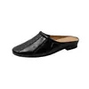 Pantuflas Retro de Tres Colores con Puntera para Mujer, Estilo Nuevo, Costura Completa en Cuero por Dentro y por Fuera, Zapatos Mula Planos de Punta Redonda