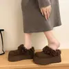 Pantuflas de Lana de Cordero con Punta Dividida Falsa, Suela Gruesa para Mujer 2026 Otoño/Invierno, Felpa Plus, Aumentan la Altura para Personas Bajas, Cálidas, para Exteriores, de Algodón