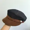 Beret de Jeans Novo Primavera e Outono 2025 Chapéu de Pintor Retrô Japonês Feminino Chapéu Octogonal Newsboy Afina o Rosto