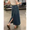 Diseñada con Sentido del Estilo, Esta Falda de Mezclilla con Abertura y Bordes Deshilachados para Mujer en Verano, Adecuada para Figuras Pequeñas, Falda Recta de Corte A, Tallas Grandes para Mujeres Curvilíneas, Falda Impresionante