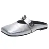 Meias Pantufa Femininas de Bico Aberto, Sandálias Planas Suaves Estilo Francês para Noite, Modelo Novo 2026 Verão Sapatos Mule