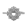 Anillo de Plata de Ley S925 con Montura Cuadrada de Encaje Vintage Francés para Mujeres, Montura para Anillo DIY con Incrustación de Piedra Preciosa de Color de 5 mm, Anillo de Diamante Completo
