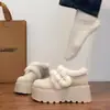 Retro Plus Terciopelo Versátil Hebilla de Piel Suela Gruesa Aumenta Altura Zapatos Birkenstock Mujer 2026 Invierno Nuevos Zapatos de Algodón Cómodos Botas de Nieve