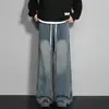 Jeans rectos personalizados/estilo americano con forro de polar para hombre, pantalones gruesos para otoño e invierno, pantalones de pierna ancha de marca de moda urbana unisex