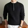 Suéter de Punto Pesado con Cuello Henry de 650g, Suéter Grueso de Moda, Cálido y Cómodo, Estilo Casual Old Money