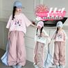 Conjunto de Verano para Niñas 2025 Nuevo Elegante a la Moda Pantalones Cargo Verano Niños Delgados Conjunto de Dos Piezas Moderno