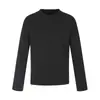 Camiseta base masculina de manga longa para primavera e outono, vibe tendência estilo americano, cor sólida simples, top t-shirt casual de gola redonda para usar em camadas