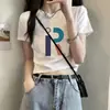 Camiseta de Manga Curta para Mulheres, Algodão Puro Branco, Novo Design de Verão, Moderna e Versátil, Cropped Curto Ajustado, 100% Algodão