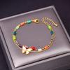 Moda Internet Rojo Color Cuentas Pulsera Doble Capa Concha Mariposa Estrella de Cinco Puntas Pulsera de Acero Titanio Joyería Galvanizada al Vacío