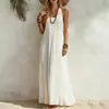 Vestido feminino europeu e americano transfronteiriço, estilo férias na praia, novo vestido casual de verão sem mangas solto emagrecedor