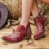 Botas Martin retro de tacón bajo y tacón grueso de color liso bordadas, de comercio exterior talla grande, estilo europeo y americano, novedad otoño e invierno 2026, para mujer
