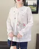 Ropa de Otoño 2026 Estilo Mori Girl Japonés Dibujos Animados Bordado Floral Cuello Solapa Camisa Cardigan Suelta Oversize de Manga Larga para Mujer