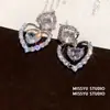 ¡Amor del Río Corazón! Pendientes de botón de circonita en forma de corazón deslumbrantes, pendientes versátiles estilo coreano ins, sensación de lujo ligero y alta gama