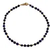 Collar de Cuentas Irregulares Facetadas Mate de Lapislázuli Retro Moda Madera Grano Piedra Hebilla Metálica Diseño Gargantilla Clavícula