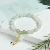 Pulseira de Jade Dourado Natural de Xinjiang Tianshan Verde para Mulheres Cor de Jade Florante Pulseira de Jade Bambu Suprimento ao Vivo