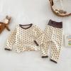 Traje floral para niños de 0 a 5 años, otoño, Corea del Sur, ropa para niños, niñas, punto de onda, ropa de otoño, pantalones de vientre, conjunto de dos piezas, marea AT182