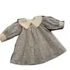 Vestido para Menina 2025 Outono Novo Estiloso Bebê Menina Soltinho Gola Lapela Manga Longa Infantil Vestido Floral
