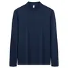 Top de manga larga para hombre con cuello mao de lujo ligero, nuevo estilo para primavera y otoño, camiseta combinada con polo casual de terciopelo alemán de doble cara de 280g.