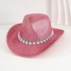 Accesorios de Perlas Sombrero de Vaquero Occidental Sombrero para Exteriores de Gran Circunferencia de Cabeza Sombrero de Copa Estilo Europeo y Americano para Mujer Sombrero de Jazz Versátil para Hombre