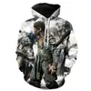 Ropa de Otoño e Invierno para Hombre Juego Mito Negro: Ropa con capucha para hombre con estampado digital 3D Periférico Serie Wukong
