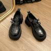 Zapatos Pequeños de Cuero con Suela Gruesa Negro Francés para Mujer 2025 Nuevo Otoño Retro Combinación Falda Zapatos Mary Jane