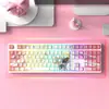 Teclado Mecánico Inalámbrico Bluetooth de Tres Modos 108 Teclas Grabado Lateral Eje Azul Silencioso para Gaming E-Sports Femenino Oficina 75