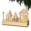 Set de Portavelas Escena Navideña Transfronteriza, Caja de Portavelas con Luces Navideñas, Soporte de Madera para Velas con Luz, Adornos de Escritorio, Decoración para Ventana del Hogar