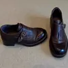 2026 Nuevos Mocasines Retro con Hebilla Slip-on de Tacón Grueso Zapatos Individuales Versátiles Estilo Británico Punta Redonda Zapatos Pequeños de Piel para Mujer
